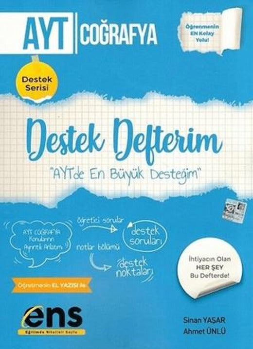 YKS AYT Coğrafya Destek Defterim Destek Serisi | ENS Yayınları (Ciltsiz)