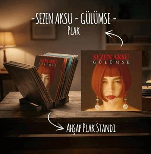 Sezen Aksu - Gülümse Plak ve Ahşap Plak Standı | Plak