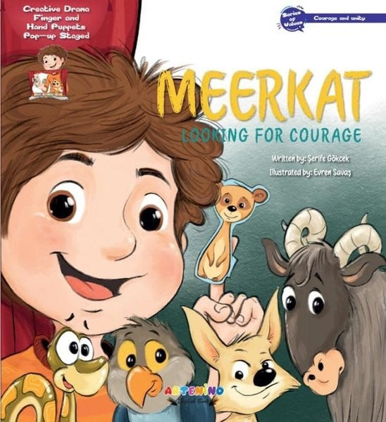 Meerkat Looking For Courage - Creative Drama Finger and Hand Puppets Pop-up Staged | Artenino Yayıncılık