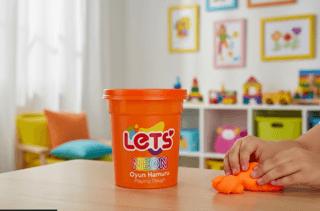 Let's Neon Oyun Hamuru Turuncu 110g | Lets - Resim 1