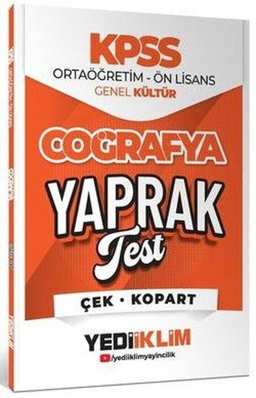 2026 KPSS Ortaöğretim - Önlisans Coğrafya Çek Kopart Yaprak Test | Yediiklim Yayınları (İnce Kapak)