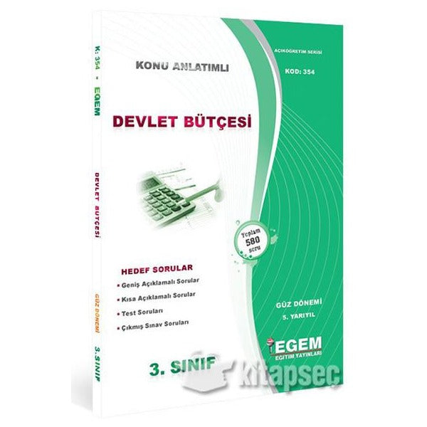 3. Sınıf 5. Yarıyıl Devlet Bütçesi Konu Anlatımlı Soru Bankası (Kod 354)