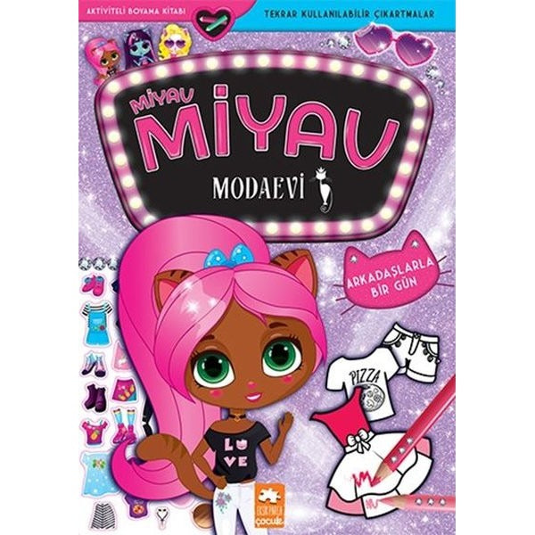 Miyav Miyav Modaevi - Arkadaşlarla Bir Gün - Aktiviteli Boyama Kitabı | Eksik Parça Yayınları (İnce Kapak)