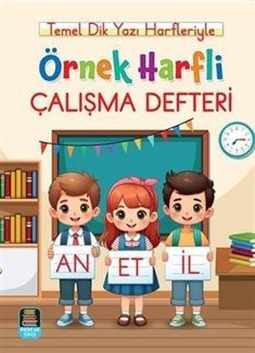 Örnek Harfli Çalışma Defteri Temel Dik Yazı Harfleriyle (A4 Ebat) | Mercan Okul (İnce Kapak)