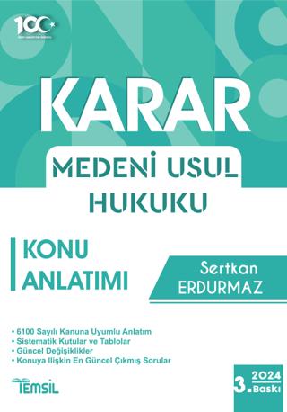 Karar Medeni Usul Hukuku Konu Anlatımı | Temsil Kitap (Ciltsiz)  - Resim 1
