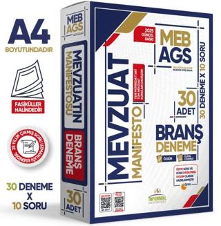 2025 MEB AGS Mevzuat Manifesto Branş Deneme Paketi 30lu Fasikül Seti Özgün Dijital Çözümlü