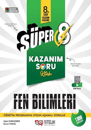 Süper 8 Fen Bilimleri Kazanım Soru Kitabı | Nitelik Yayınları (Ciltsiz)  - Resim 1