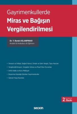 Gayrimenkullerde Miras ve Bağışın Vergilendirilmesi - Y. Burak Aslanpınar kitap kapağı