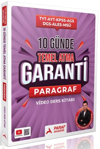 TYT AYT KPSS AGS DGS ALES MSÜ 10 Günde Temel Atma Garanti Paragraf Video Ders Kitabı | Paraf Akademi (Ciltsiz)  - Resim 1