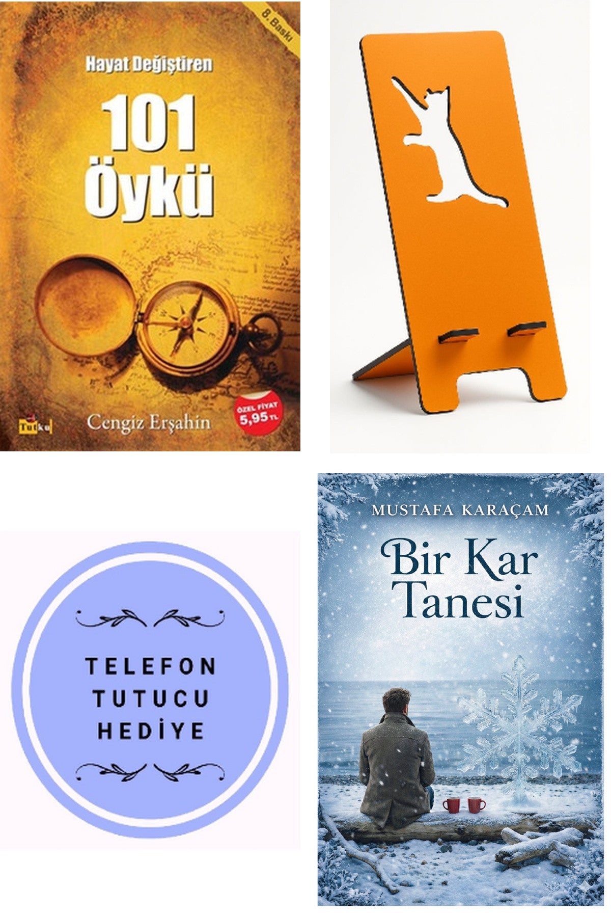 Hayatı Değiştiren 101 Öykü - Cengiz Erşahin + Telefon Tutucu + Bir Kar Tanesi kitap kapağı