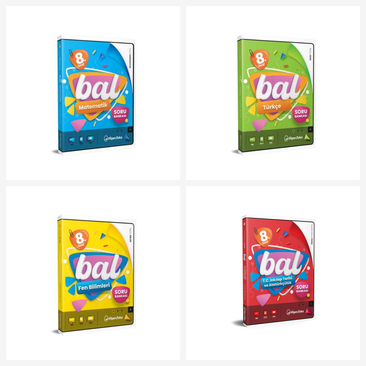 Hiper Zeka 8. Sınıf Bal Matematik + Fen + Türkçe + Sosyal Soru Bankası Seti Hiper Zeka Yayınları kitap kapağı