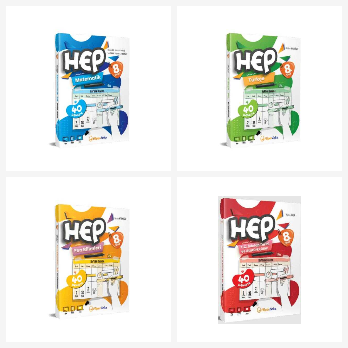 Hiper Zeka 8. Sınıf HEP Serisi Tüm Dersler Haftalık Deneme Föyleri Seti 4 Kitap Hiper Zeka Yayınları kitap kapağı