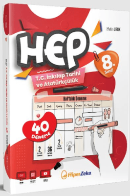 8. Sınıf Haftalık HEP T.C. İnkılap Tarihi 40 Deneme hiper zeka - Metin Uruk kitap kapağı