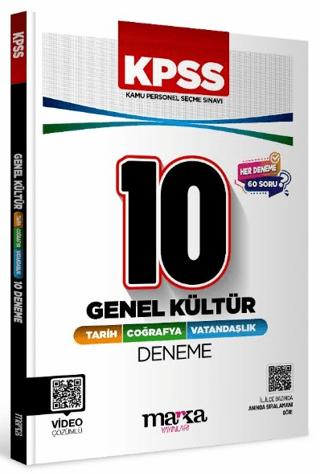 KPSS Genel Kültür Vatandaşlık Coğrafya Tarih 10'lu Deneme Tamamı Video Çözümlü | Marka Yayınları (Ciltsiz)  - Resim 1