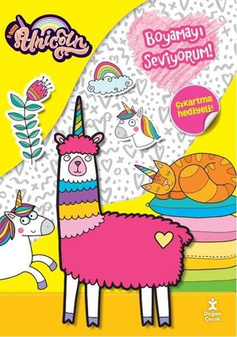 I Love Unicorn-Boyamayı Seviyorum! Çıkartma Hediyeli! | Doğan Çocuk