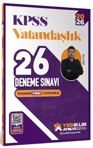 2026 KPSS Vatandaşlık Tamamı Video Çözümlü 26 Deneme Sınavı | Yediiklim Yayınları (Ciltsiz)  - Resim 1