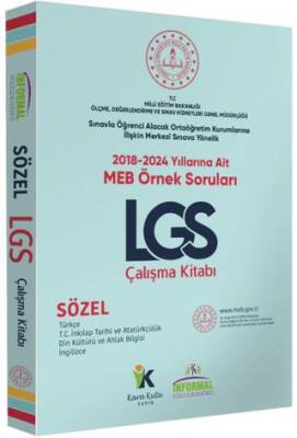 MEB Örnek Soruları LGS Sözel Çalışma Kitabı 8. Sınıf Türkçe - Tarih - Din - İngilizce Renkli Baskı A4 Ebat - Kolektif kitap kapağı