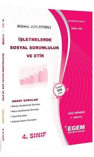 4. Sınıf İşletmelerde Sosyal Sorumluluk ve Etik Hedef Sorular (Kod 459)