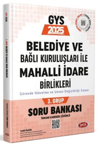 Belediye ve Bağlı Kuruluşları ile Mahalli İdare Birlikleri 3. Grup Soru Bankası | Data Yayınları (Ciltsiz)  - Resim 1
