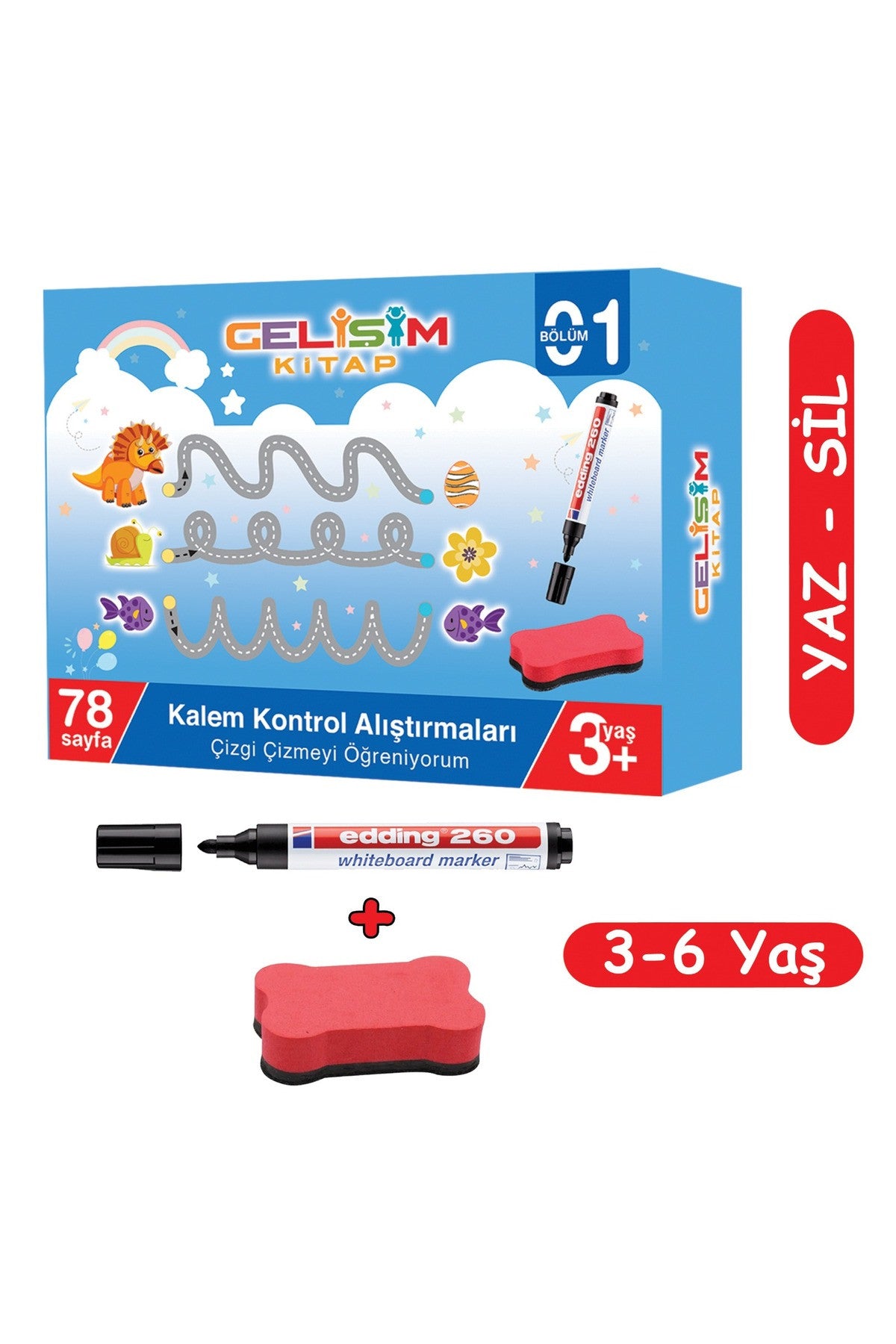 Kalem Kontrol Alıştırmaları 1 - Çizgi Çizmeyi Öğreniyorum (YAZ - SİL) kitap kapağı