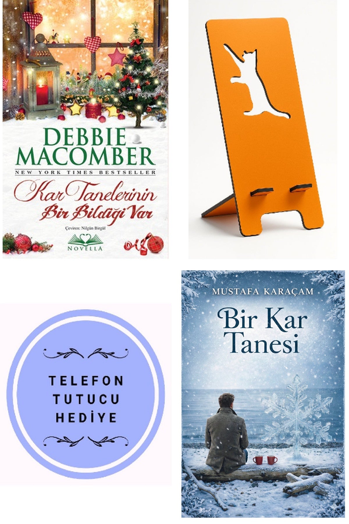 Kar Tanelerinin Bir Bildiği Var - Debbie Macomber + Telefon Tutucu + Bir Kar Tanesi kitap kapağı