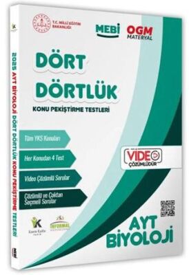2025 YKS-AYT MEBİ-OGM Dört Dörtlük Biyoloji Pekiştirme Testi Soru Bankası Video Çözümlü - Kolektif kitap kapağı