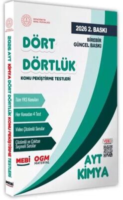2026 YKS-AYT MEBİ-OGM Dört Dörtlük Kimya Pekiştirme Testi Soru Bankası Video Çözümlü - Kolektif kitap kapağı