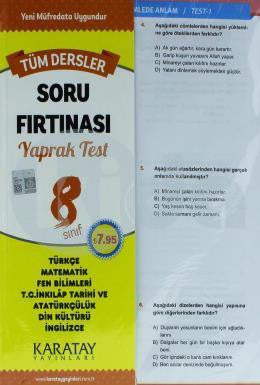 Karatay 8.Sınıf Tüm Dersler Yaprak Test kitap kapağı