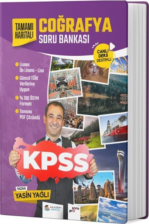 KPSS Coğrafya Tamamı Haritalı Soru Bankası Akademi Denizi - Kolektif kitap kapağı