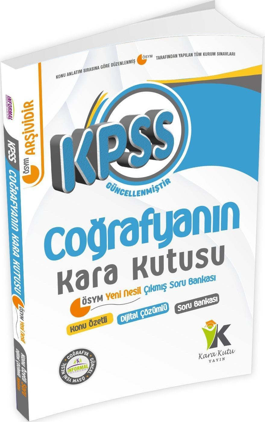 KPSS Coğrafyanın Kara Kutusu Konu Özetli Dijital Çözümlü ÖSYM Çıkmış Soru Havuzu Bankası kitap kapağı