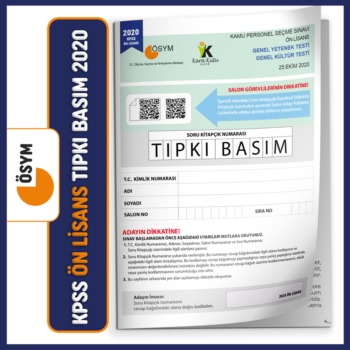 2020 KPSS Ön Lisans ÖSYM Tıpkı Basım Çıkmış Soru Deneme Kitapçığı Video/PDF Çözümlü Türkiye Geneli kitap kapağı