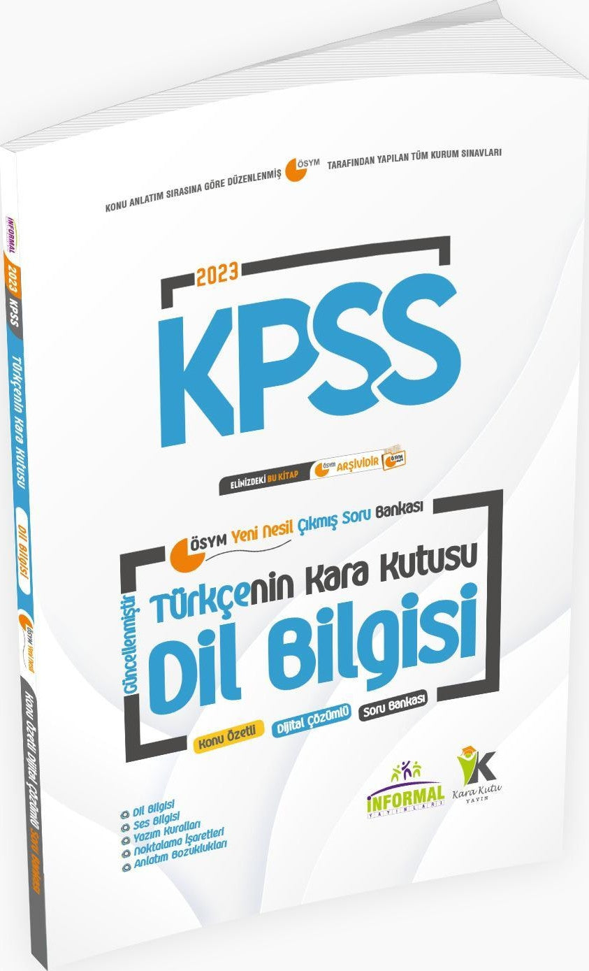 KPSS Türkçenin Kara Kutusu DİL BİLGİSİ Konu Özetli Dijital Çözümlü ÖSYM Çıkmış Soru Bankası kitap kapağı