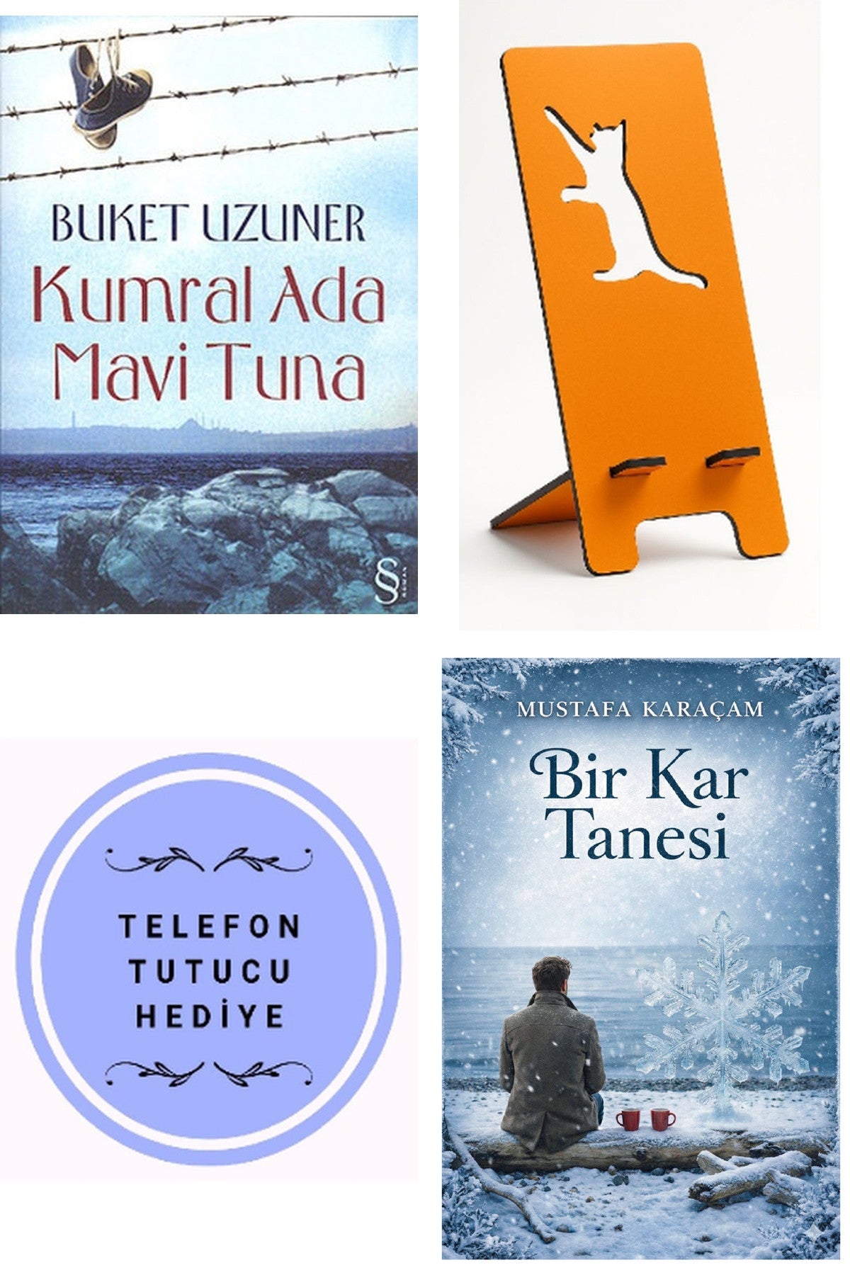 Kumral Ada Mavi Tuna - Buket Uzuner + Telefon Tutucu + Bir Kar Tanesi kitap kapağı