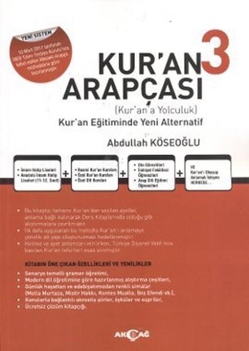 Kur'an Arapçası 3. Kitap + Çözüm Kitabı | Akçağ Yayınları