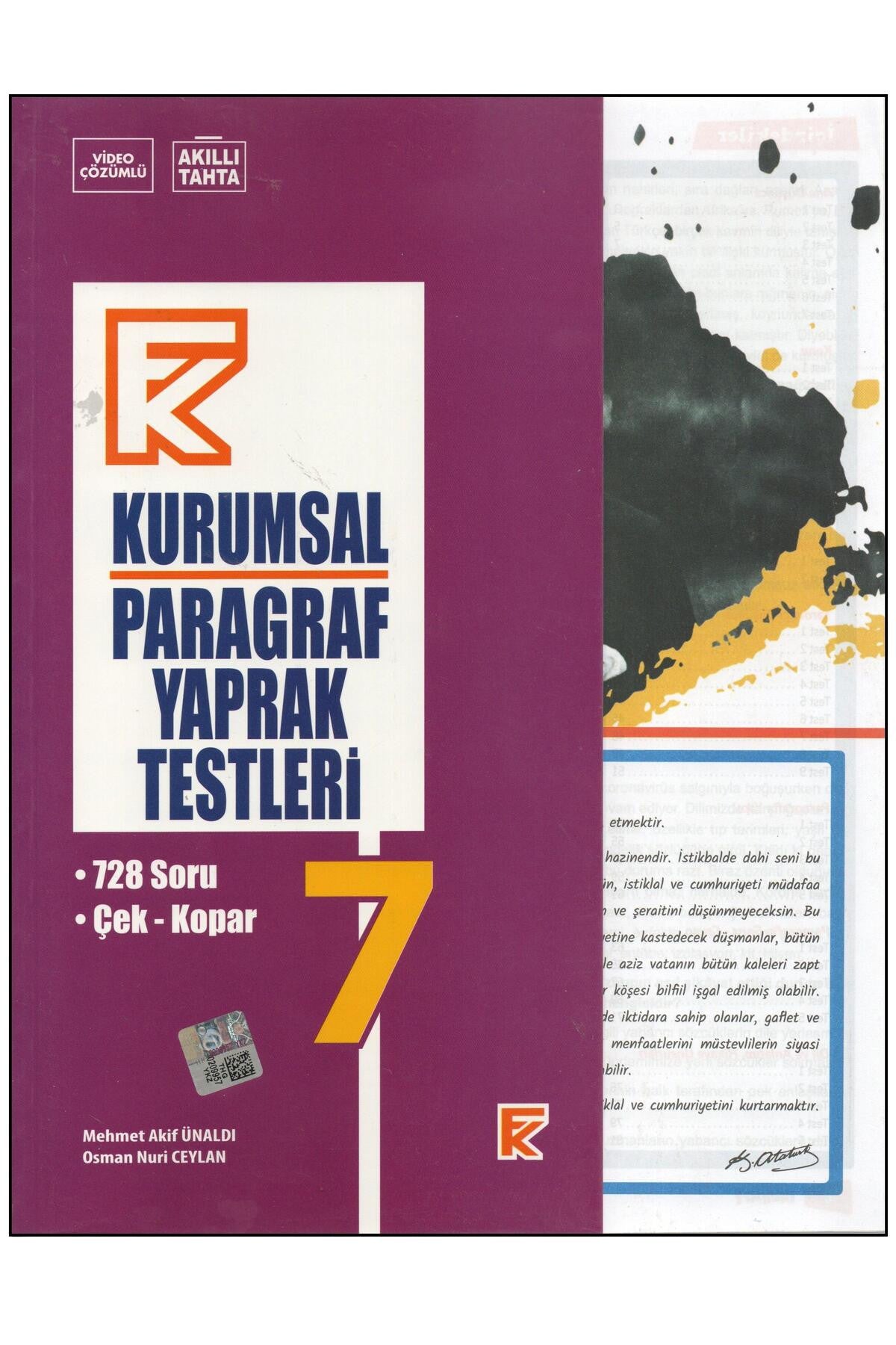Kurmay 7. Sınıf Kurumsal Paragraf Yaprak Test kitap kapağı