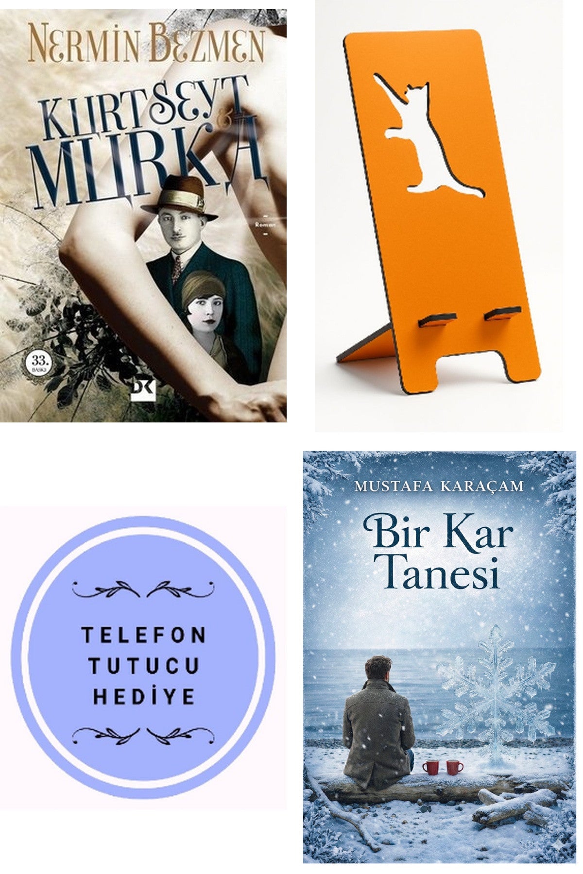 Kurt Seyit ve Murka - Nermin Bezmen + Telefon Tutucu + Bir Kar Tanesi kitap kapağı
