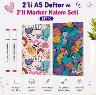 Note The Time 2li A5 Defter + 2li Marker Kalem - 10. Set | Note The Time - Resim 1