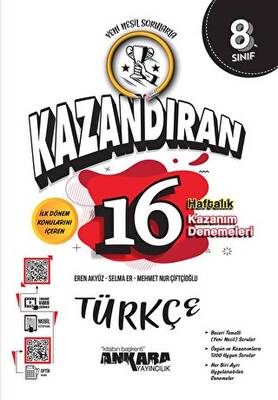 8. Sınıf Türkçe Kazandıran 16 Haftalık Kazanım Denemeleri - Ceren Akyüz kitap kapağı