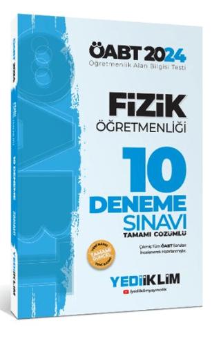 ÖABT Fizik Öğretmenliği Tamamı Video Çözümlü 10 Deneme Sınavı | Yediiklim Yayınları (Ciltsiz)  - Resim 1