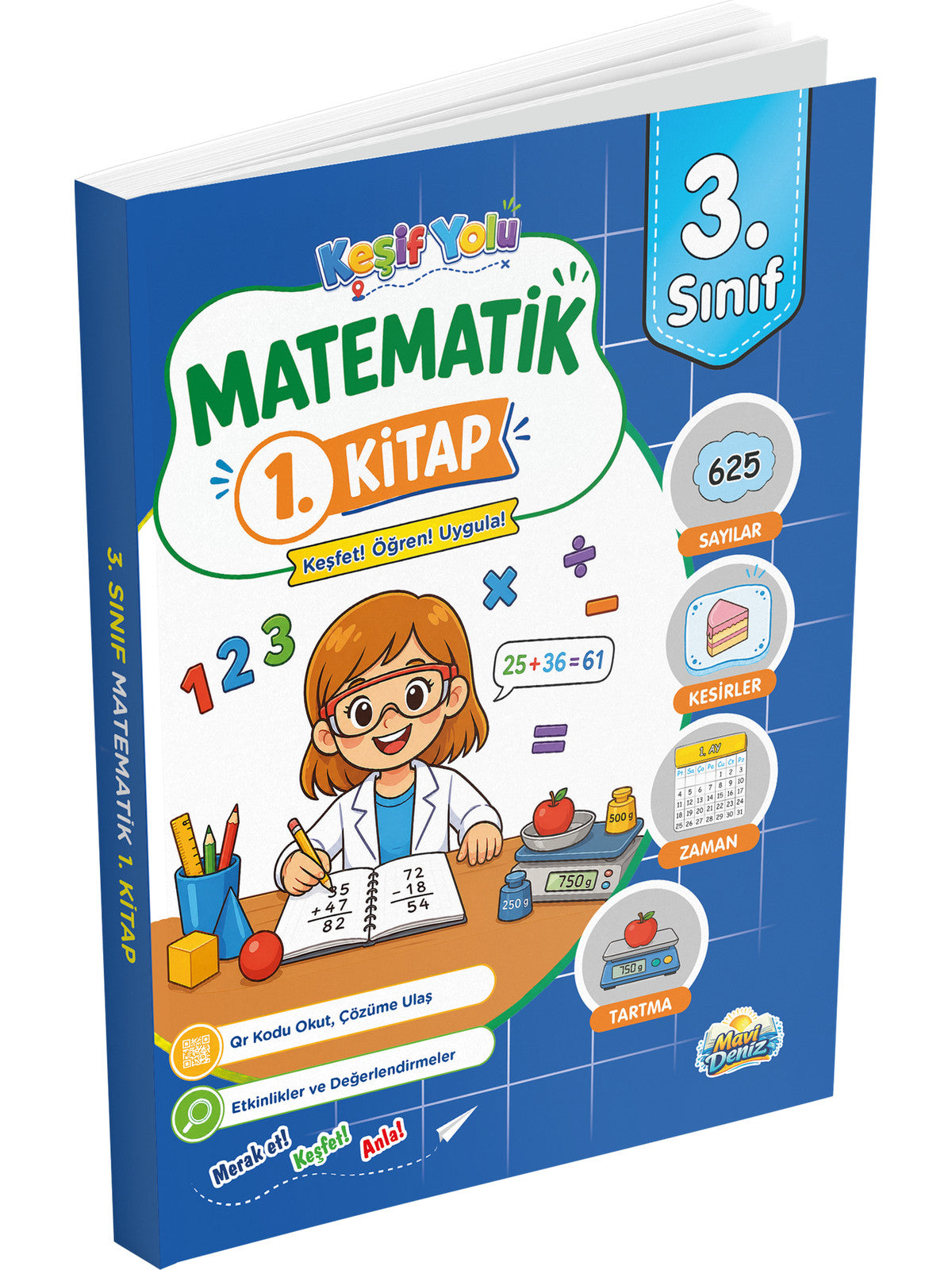 Mavi Deniz 2027 3. Sınıf Keşif Yolu Matematik 1. Kitap Maarif Model kitap kapağı