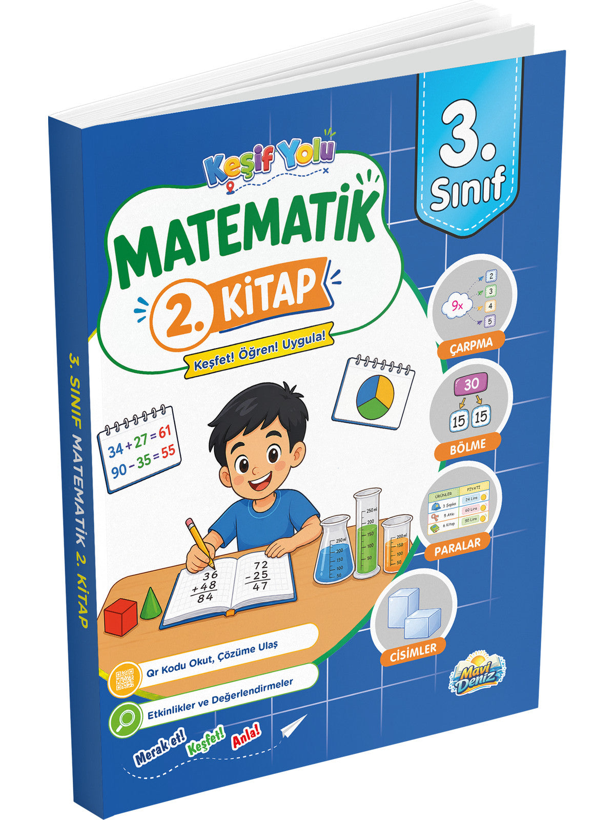 Mavi Deniz 2027 3. Sınıf Keşif Yolu Matematik 2. Kitap Maarif Model kitap kapağı