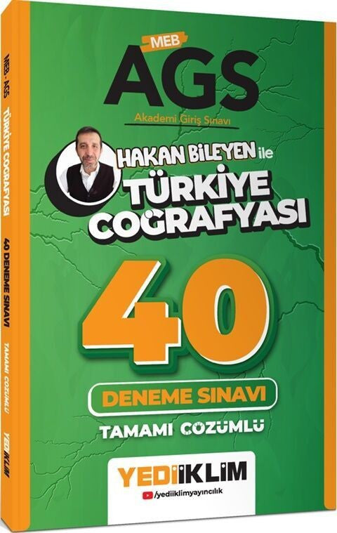 MEB AGS Hakan Bileyen ile Türkiye Coğrafyası Tamamı Çözümlü 40 Deneme Sınavı - Komisyon kitap kapağı