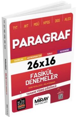 TYT AYT MSÜ KPSS DGS ALES Paragraf 26 x 16 Fasikül Denemeler Miray Yayınları - Kolektif kitap kapağı