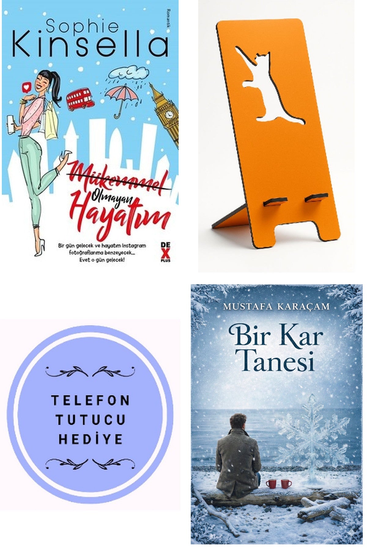 Mükemmel Olmayan Hayatım - Sophie Kinsella + Telefon Tutucu + Bir Kar Tanesi kitap kapağı