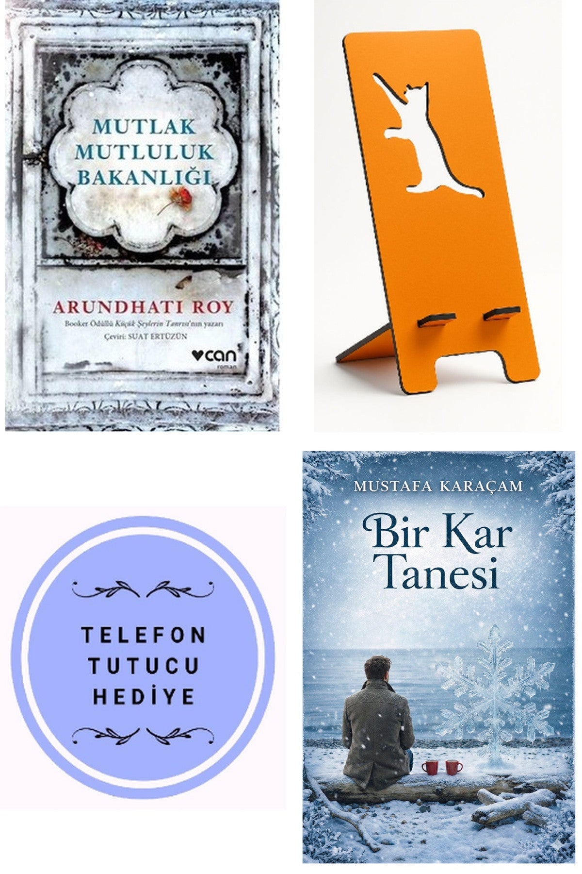 Mutlak Mutluluk Bakanlığı + Telefon Tutucu + Bir Kar Tanesi kitap kapağı