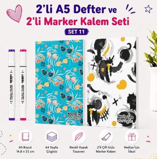 Note The Time 2li A5 Defter + 2li Marker Kalem - 11. Set | Note The Time - Resim 1