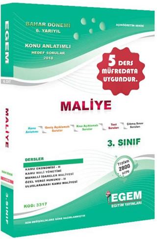 3. Sınıf 6. Yarıyıl Maliye Konu Anlatımlı Hedef Sorular - Kod 3317