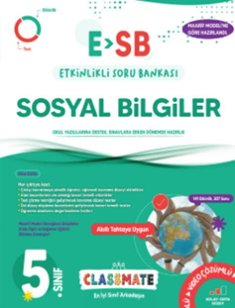 Okyanus Yayınları 5. Sınıf Classmate Sosyal Bilgiler Etkinlikli Soru Bankası kitap kapağı