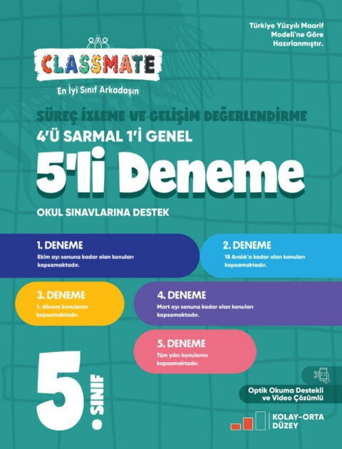 Okyanus Yayınları 5. Sınıf Classmate Süreç İzleme ve Gelişim Değerlendirme 5 li Deneme kitap kapağı
