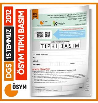 DGS ÖSYM Tıpkı Basım Çıkmış Soru Deneme Kitapçığı Yeni Baskı Türkiye Geneli Dijital Çözümlü